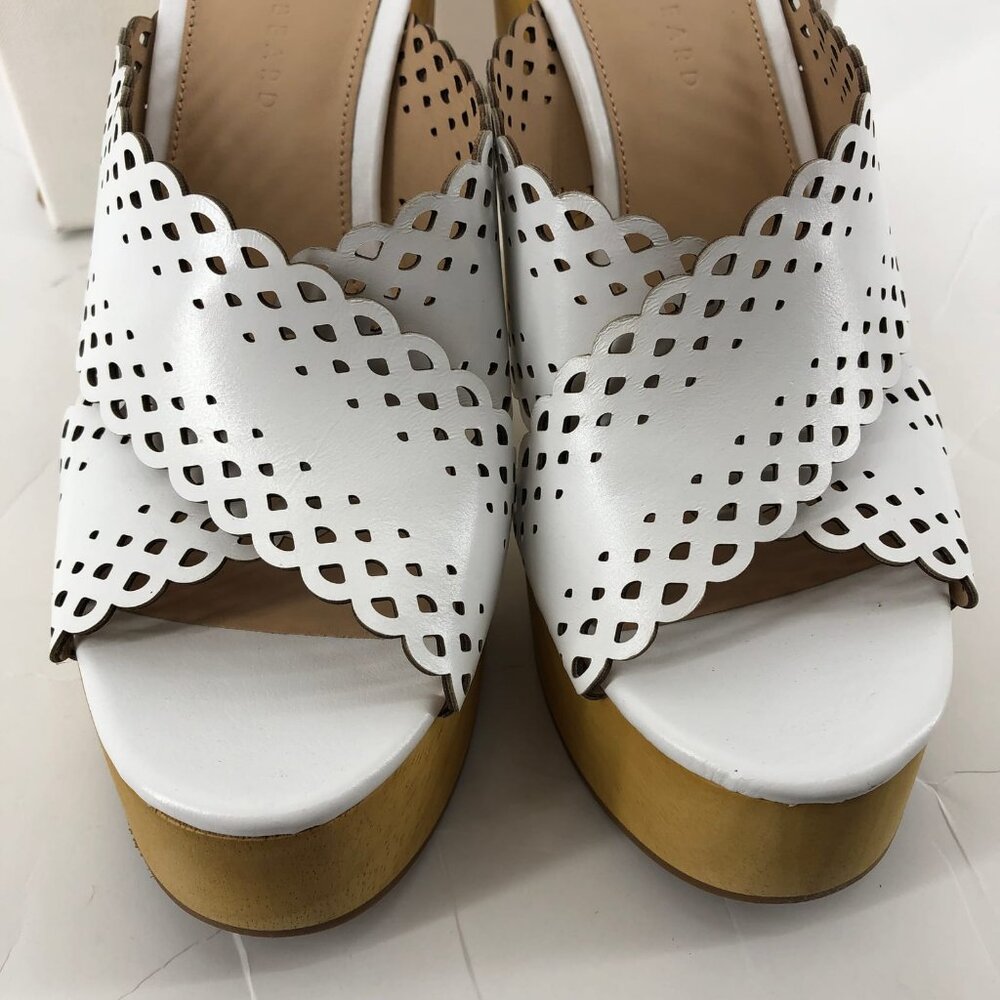 Veronica Beard White Tan Ultra-High Leather Heels | Size 9 - Picture 8 of 8